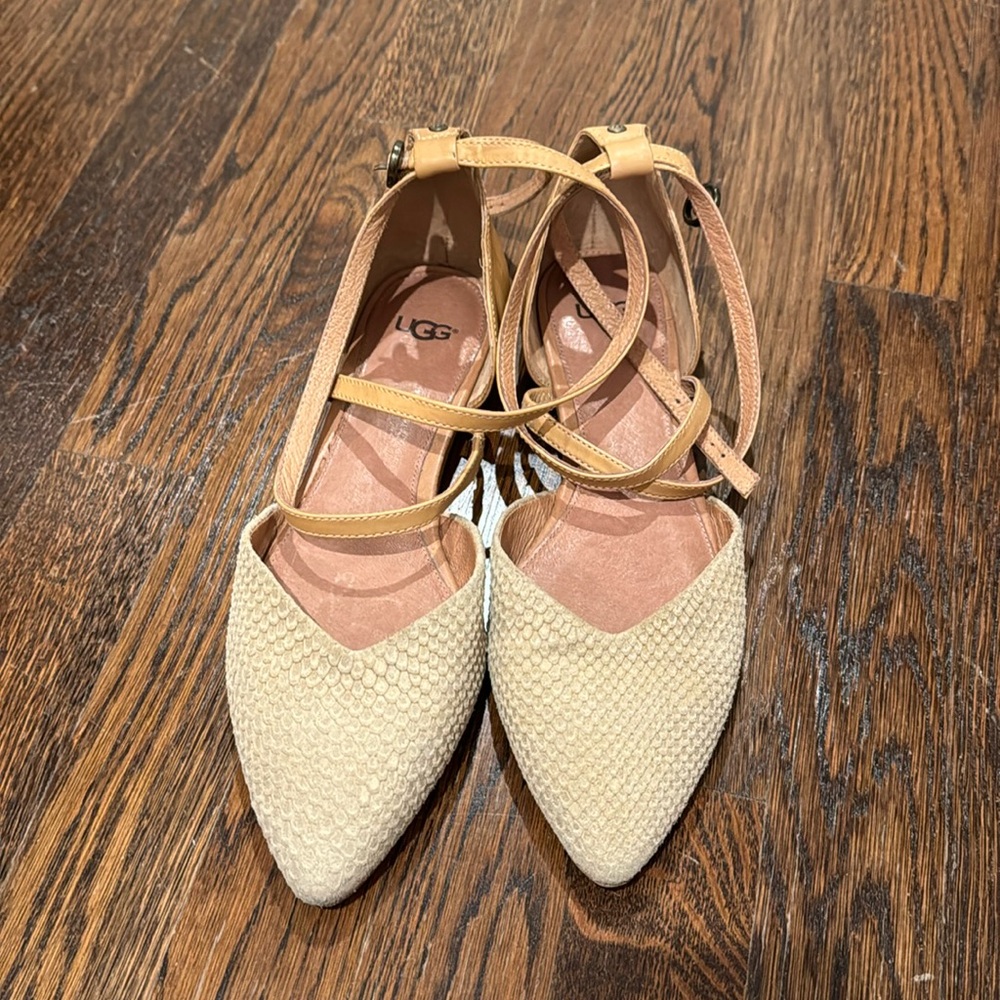 UGG flats with wraparound ankle strap size 8